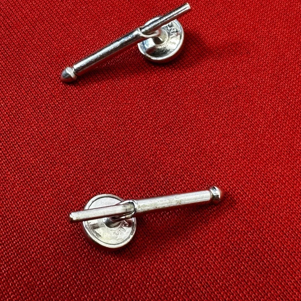 Vintage Round Abalone‎ Silver Tone Formal Tux Prom Shirt Stud Button Cufflinks
